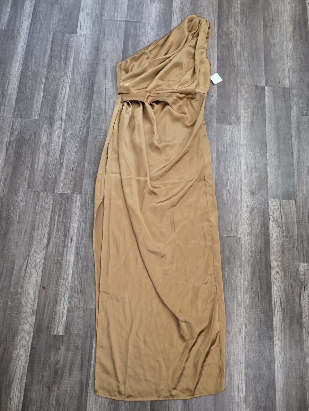 PETAL PUP GOLD NADIA SATIN One-Shoulder Gold Satin Evening Dress Maxi Queen - Picture 15 of 15